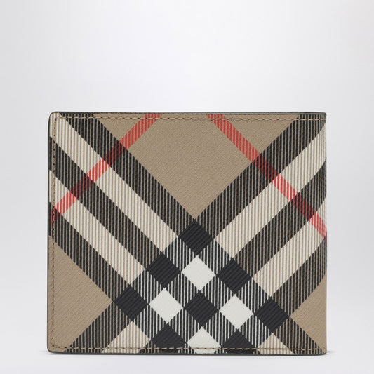 Beige Check-pattern wallet