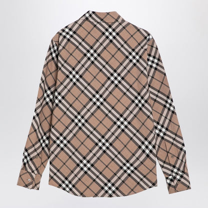 Check Pattern Wool Blend Shirt