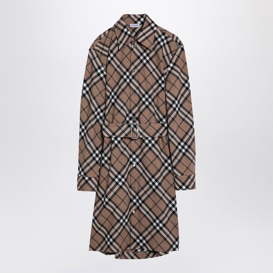 Check Wool Blend Chemise Dress