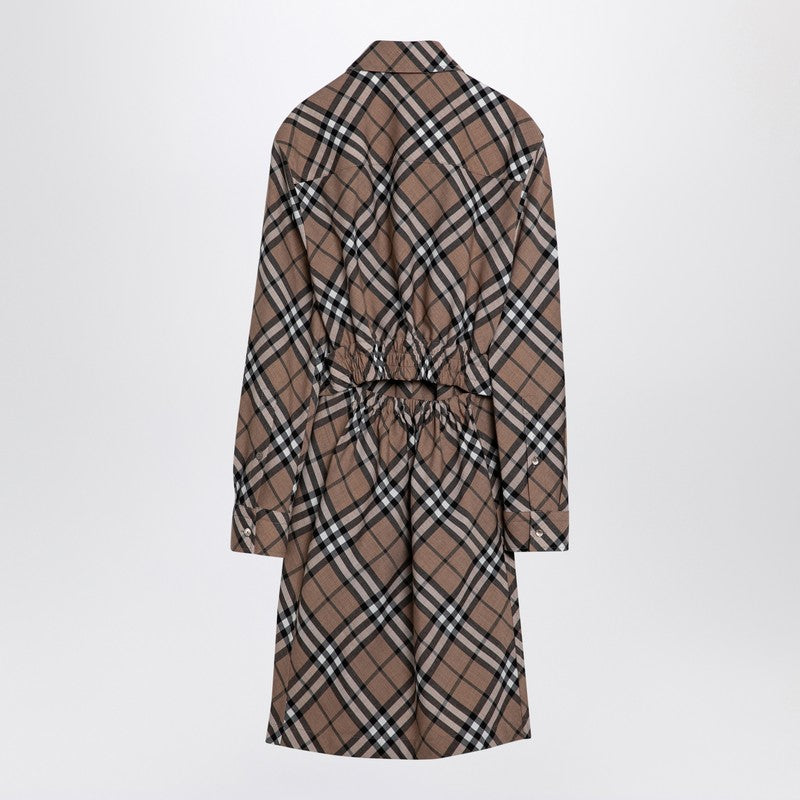 Check Wool Blend Chemise Dress