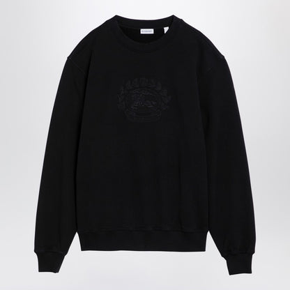 Black Cotton Crew-neck Sweatshirt With Logo