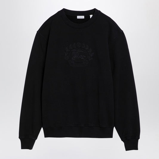 Black Cotton Crew-neck Sweatshirt With Logo
