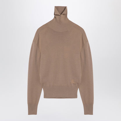 Beige Wool Turtleneck Sweater