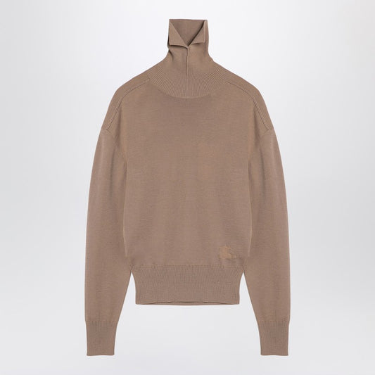 Beige Wool Turtleneck Sweater