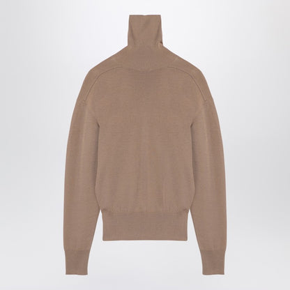 Beige Wool Turtleneck Sweater