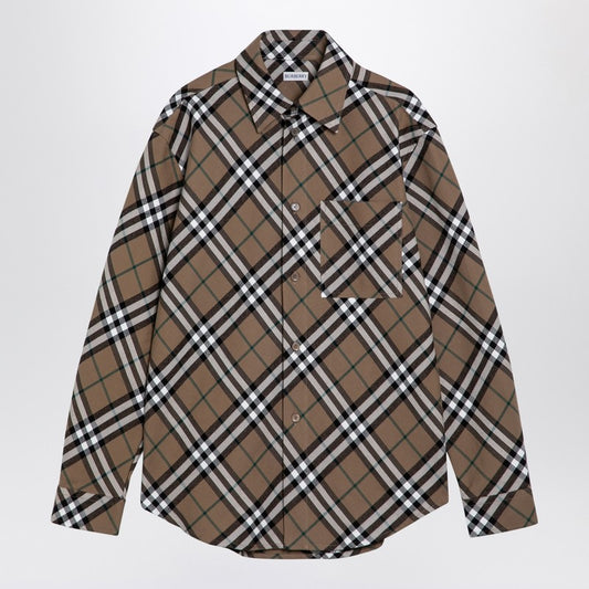 Beige Check Cotton Shirt