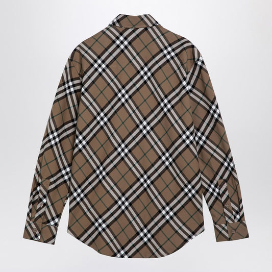 Beige Check Cotton Shirt