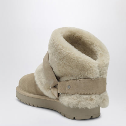 Chubby Snow Boots In Suede And Beige Shearling