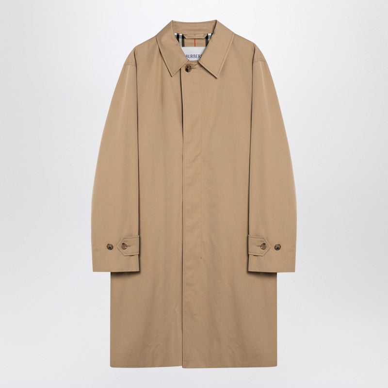 Long Beige Gabardine Car Coat