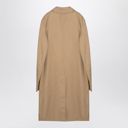 Long Beige Gabardine Car Coat