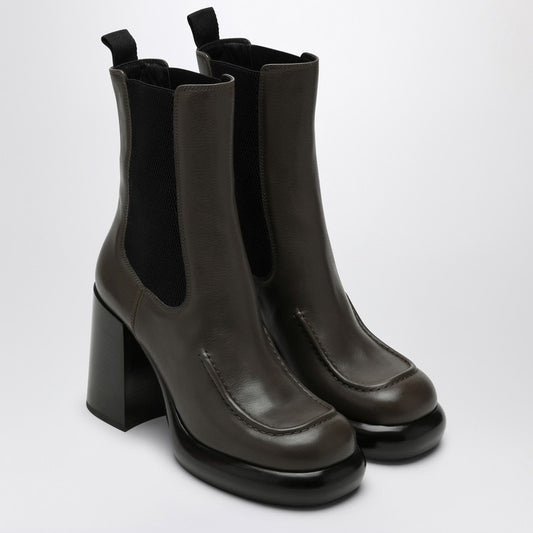 Chelsea Wedge Boot In Dark Green Leather