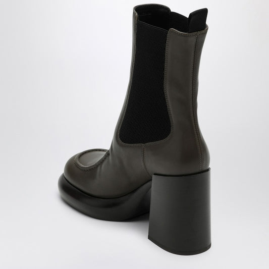 Chelsea Wedge Boot In Dark Green Leather