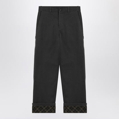 Black Trousers With Check Pattern Lapels
