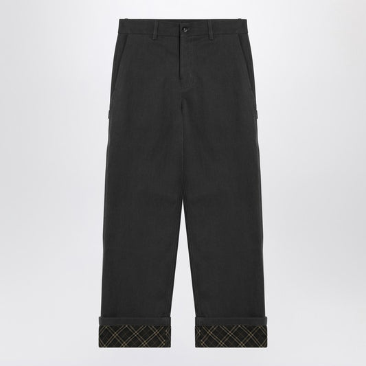 Black Trousers With Check Pattern Lapels