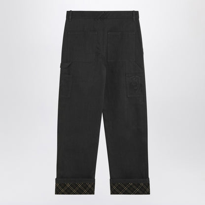Black Trousers With Check Pattern Lapels