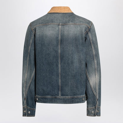 Denim Jacket With Suede Collar