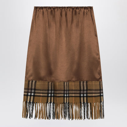Satin Skirt With Check Panel