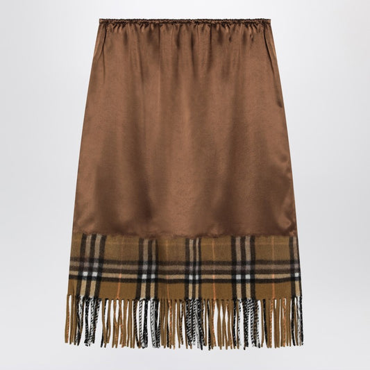 Satin Skirt With Check Panel