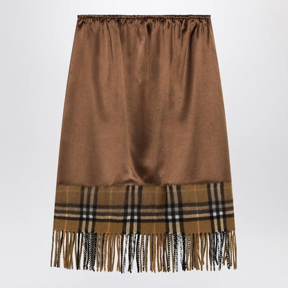 Satin Skirt With Check Panel