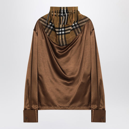 Satin Shirt With Check Panel
