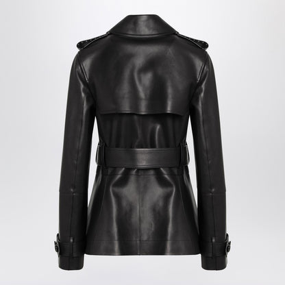 Short Black Leather Jacket With Studs