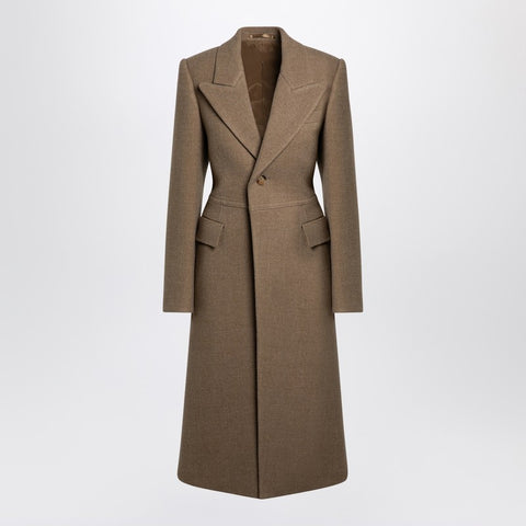 コート BURBERRY BEIGE SINGLE-BREASTED WOOL COAT BURBERRY Beige Single-breasted Wool Coat