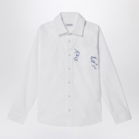 White Stretch Cotton Shirt With EKD