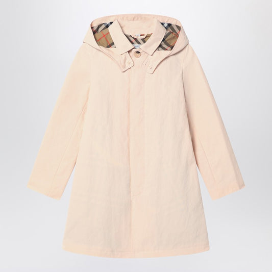 Light Pink Car Coat In Cotton And Nylon