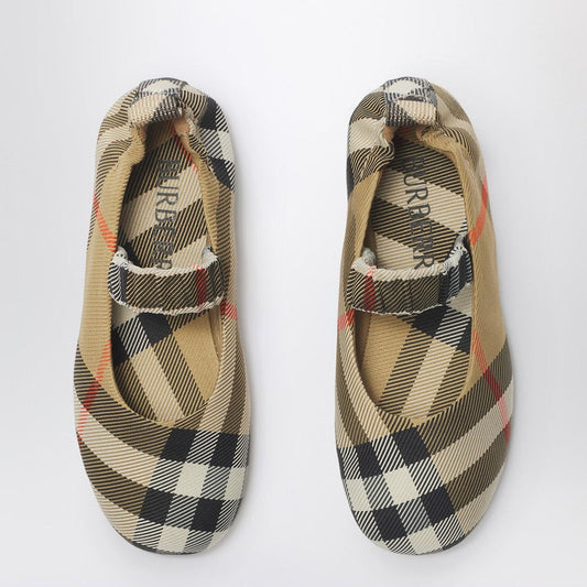 Check Pattern Nylon-blend Ballerina