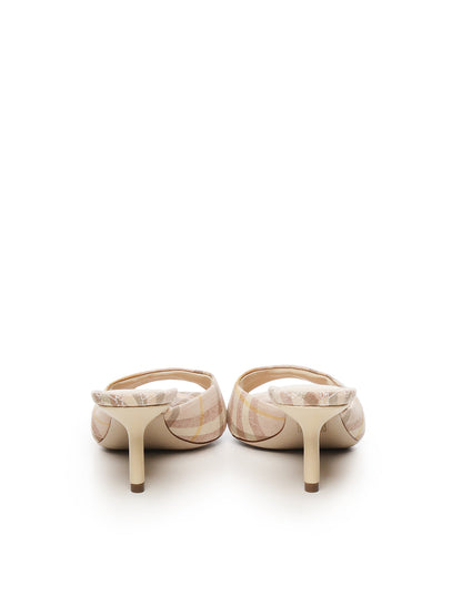 CHECKED LINEN SANDALS HEEL