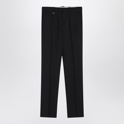 Classic Navy Blue Wool Blend Trousers