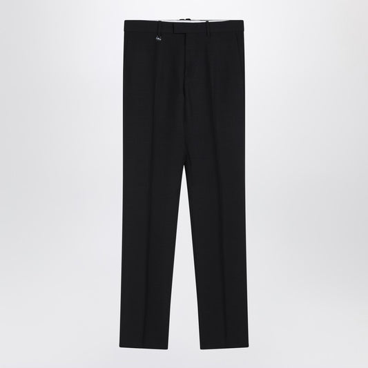 Classic Navy Blue Wool Blend Trousers