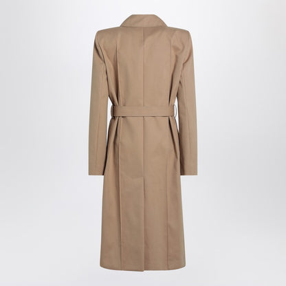 Beige Trench Coat With Belt