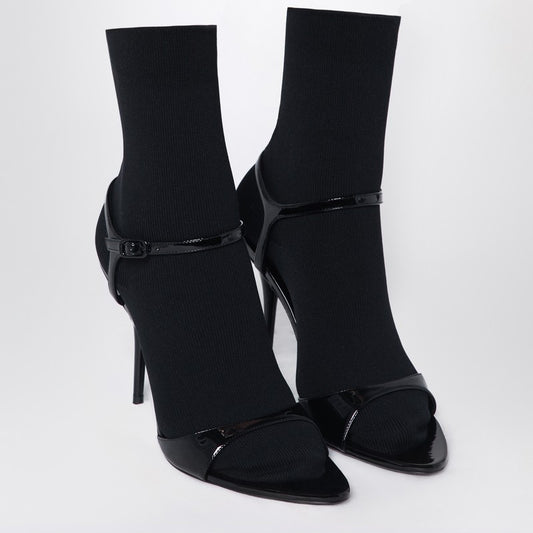 Avenue Sock Black Sandal In Patent Leather And Mesh