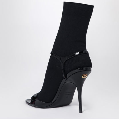Avenue Sock Black Sandal In Patent Leather And Mesh