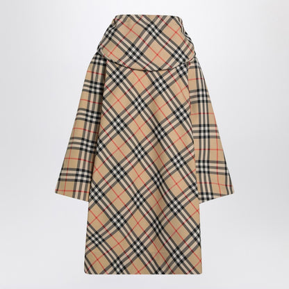 Beige Flounced Midi Skirt