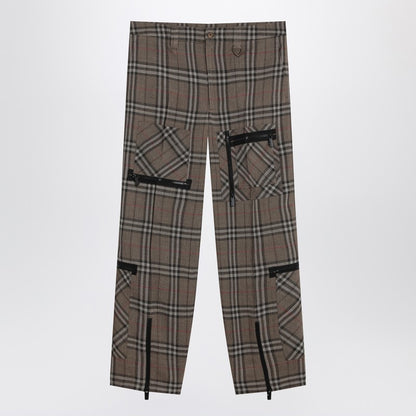 Cargo Pants Check Pattern In Silk Blend