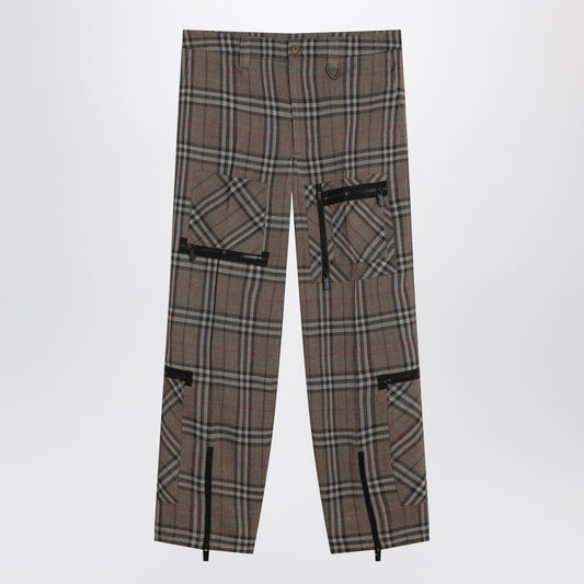 Cargo Pants Check Pattern In Silk Blend