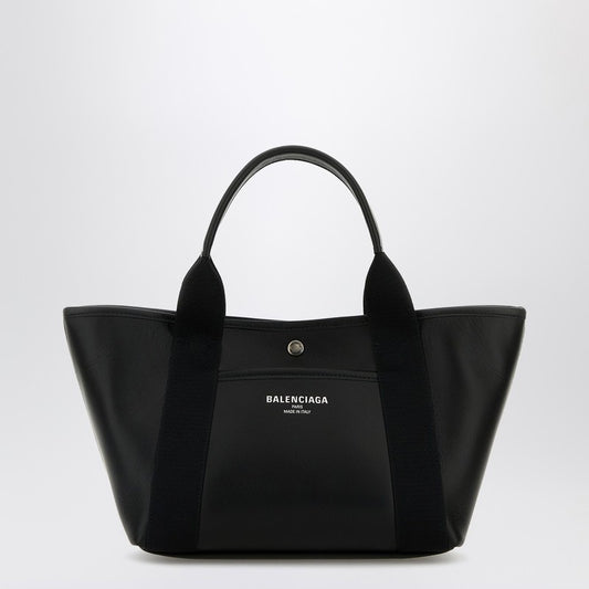 Biarritz shopping bag in black leather