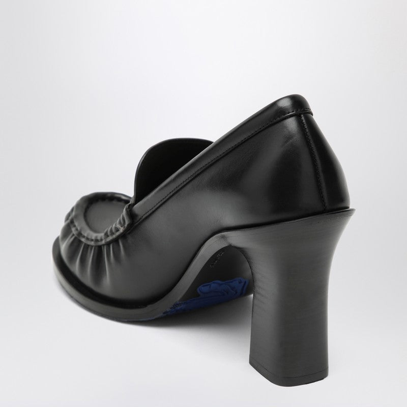 Cadet black leather loafers with heel