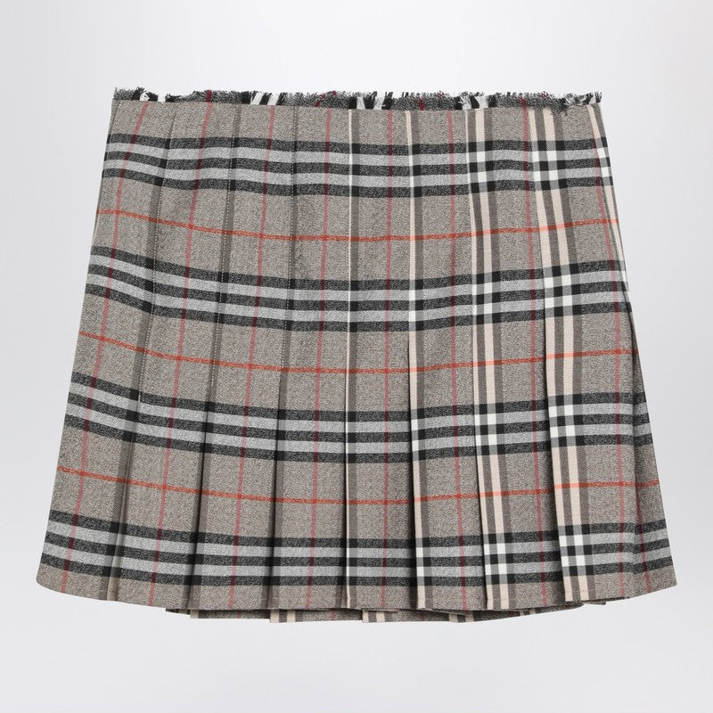 Grey wool kilt skirt with Check pattern