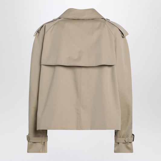 Cropped Heritage trench coat in beige gabardine