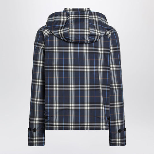 Blue reversible cotton jacket with Check pattern