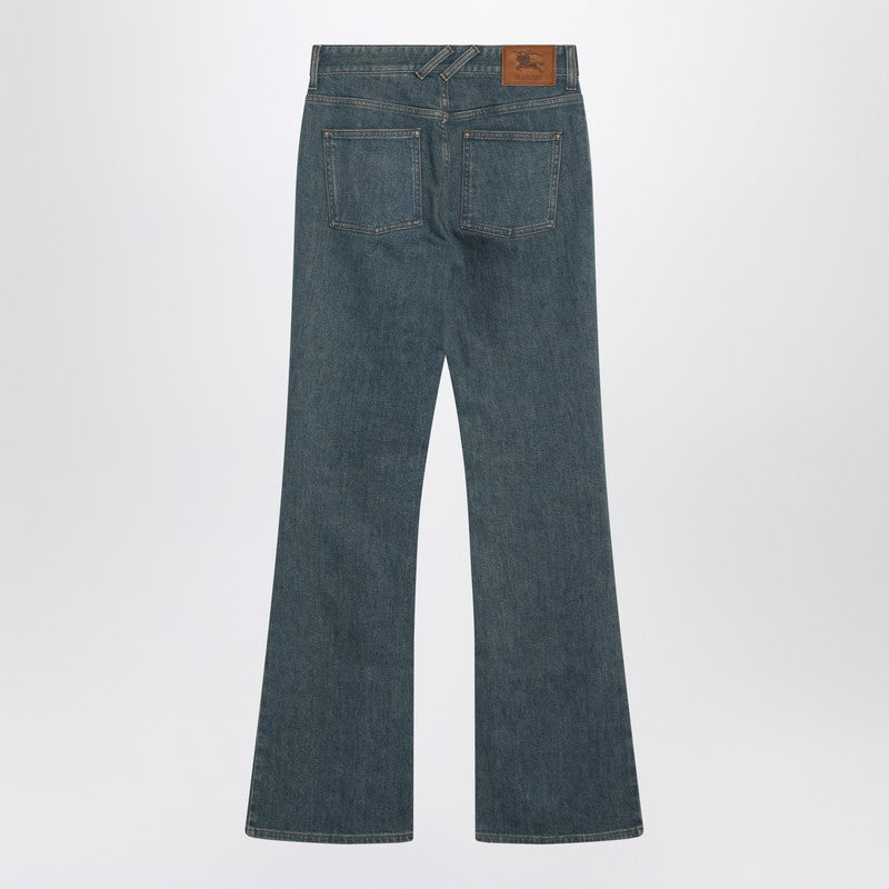 Mid-blue jeans with Check-pattern pocket