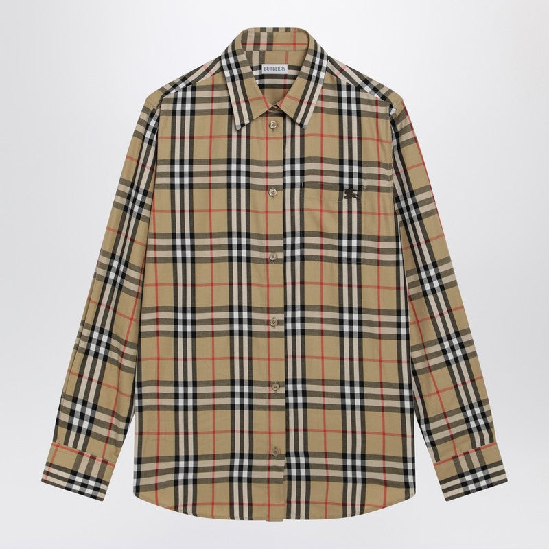 Beige shirt with Check pattern