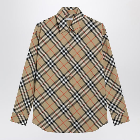 Beige shirt with Check pattern