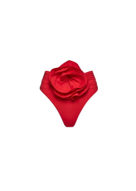 HIGH-WAISTED FLOWER APPLIQUÉ SWIM BOTTOM