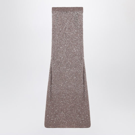 Light Brown/silver Maxi Skirt With Sequins