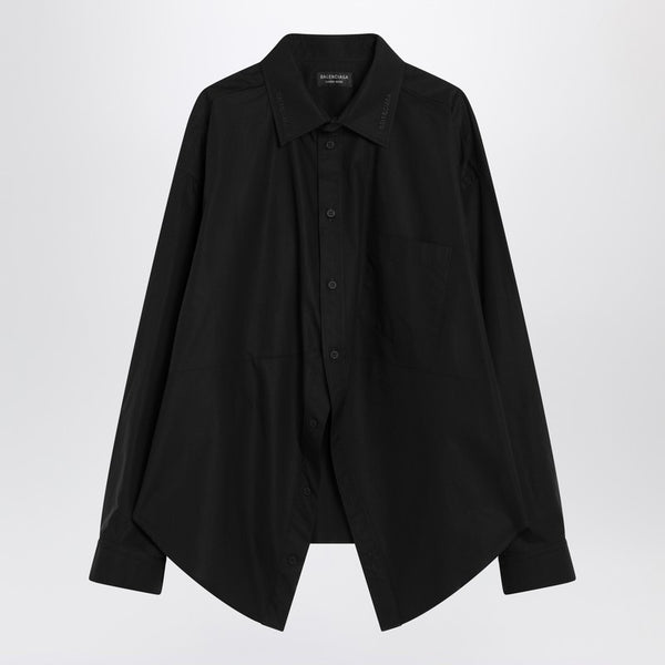 Asymmetrical Black Cotton Shirt