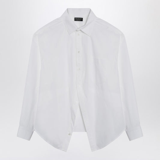 Asymmetrical White Cotton Shirt
